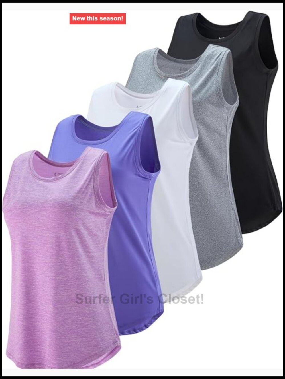 5 Pack Women's Wide Strap Workout Tank Tops Racerback Quick Dry